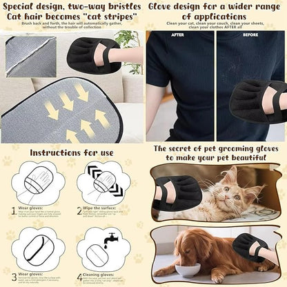 Hair Removal Glove for Cats & Dogs – 5-Finger Electrostatic Pet Hair Remover, Reusable Grooming Mitt for Bathing, Cleaning, Lint & Fur Removal – Static Design, Easy Clean, Non-Slip