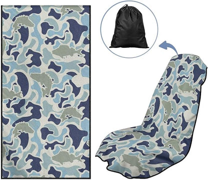 SEANATIVE Fish Camo Car Seat Cover Sweat Towel with Storage Bag for Front Seats in Cars, Trucks, SUVs – Universal Seat Liner, Easy Install, Washable, Breathable Fabric