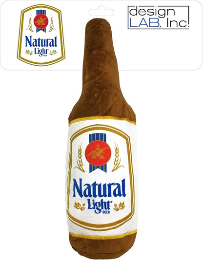 design LAB, Inc. Natural Light Beer Dog Toy | Official Merchandise Beer Bottle Squeaky Plush Toy for Dogs | 12 inch Medium Large Novelty Dog Toys for Fun and Fetch