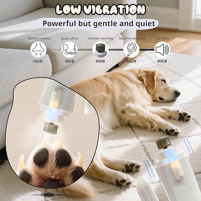 2-in-1 Dog Nail Trimmers & Dog Nail Grinder, Dog Nail Clippers with 2 LED Lights & Safety Guard, USB Rechargeable, Multiple Grinding Methods for Small, Medium, and Large Dogs & Cats (White)