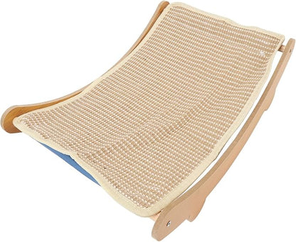 Cat Hammock Chair, Scratch Wooden Cat Lounger with Sisal Scratcher, Cat Rest Bed for Home Furniture Protector, Comfortable Cat Scratching Board Lounge (L)