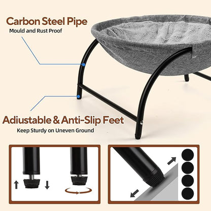 Raised Cat Hammock Bed, Pet Bed for for Indoor Cats, Standing Cat Cot with Washable Plush,17.1 x 17 x 9.5 inches