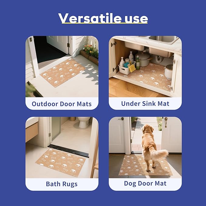 Cooyes Large Dog & Cat Food Mat 24"×36", Ultra-Absorbent Dog Bowl Mat for Food and Water, Pet Feeding Mat with Non-Slip Rubber Back, Pet Placemats with Water-Locking Bottom That Protects Floors