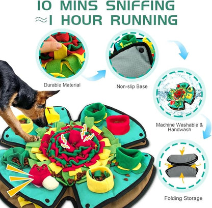 AWOOF Snuffle Mat for Dogs,19" x 19" Interactive Dog Puzzle Toys Encourages Natural Foraging Skills,Durable Dog Feeding Mat for Boredom and Mental Stimulation for Large, Medium and Small Dogs