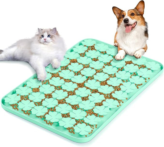 Dog Lick Mat, 23.6"x 15.7" Large Silicone Snuffle Mat with Suction Cups, Slow Feeder for Small Medium Large Dogs Slow Eating, Boredom Reducer (Blue)