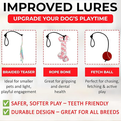 PET Wrangler 2.0 - Upgraded Flirt Pole for Dogs, Interactive Dog Toy with Reinforced 50" Pole &10ft Cord, Creates Extended Play Area, 3 Changeable Lures for Training, Exercise, & Enrichment