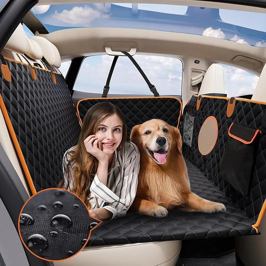 Hard Bottom Back Seat Extender for Dogs, Dog Car Seat Cover for Back Seat, Holds 420lbs, Durable Waterproof Pet Car Bed Dog Hammock for SUV/Car/Small Truck (Black)
