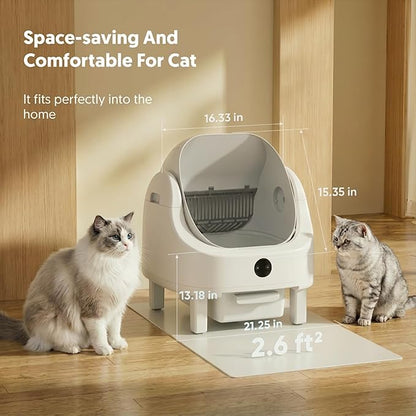 Automatic Litter Box, Self Cleaning Litter Box for Multiple Cats, Odor & Scoop Free, Apple Control, Large Space with Safety Protection, Opening Top, Real-Time Monitor