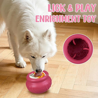 Wobbly Dog Enrichment Lick Toy, Stuffable Frozen Lick Bowl to Keep Dogs Busy, Long-Lasting Interactive Treat Dispensing Dog Toy, Silicone Fetch Catch Chew Toy(Rose,S)