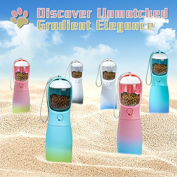 Dog Water Bottle Portable, 19Oz Large Capacity Dog Water Dispenser, Food Grade Pet Accessories for Small Dogs Large Breed, Travel Pet Water Bowl for Outdoor, Dog Birthday Gifts (Pink&Green)