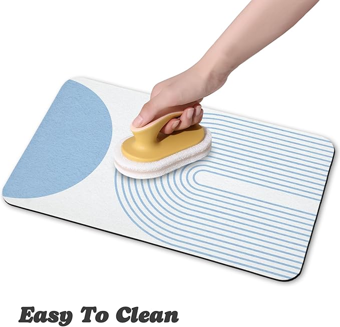 Dog Food Mats,Cat Absorbent Water Bowl Feeding Mats Pet Placemats for Food and Water Blue Bohemia 16 * 24 inch