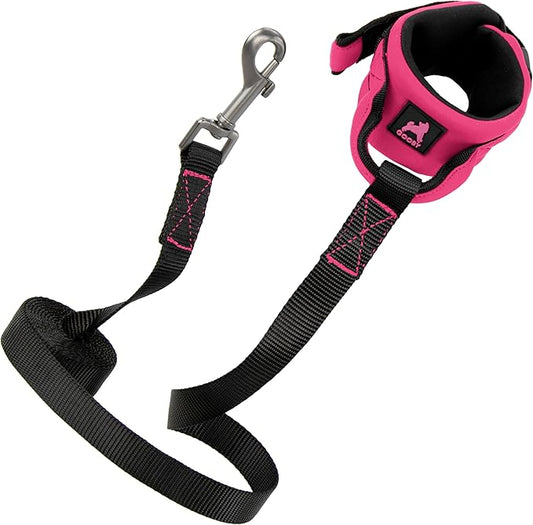 Gooby Neoprene Wrist Band Sport Leash - Pink, 6 FT - Comfortable Hands Free Leash with Elastic Band for Small, Medium and Large Dogs