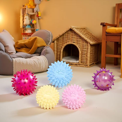 3Pcs Colorful Dogs Toy Spiky for TPR Ball No Squeak Chew Toy Long Lasting for Aggressive Heavy Chewers Dogs Puppy Teething Training Spiky Rubber Ball Toy Small,Dog Chew Toys for Aggressive Chewers