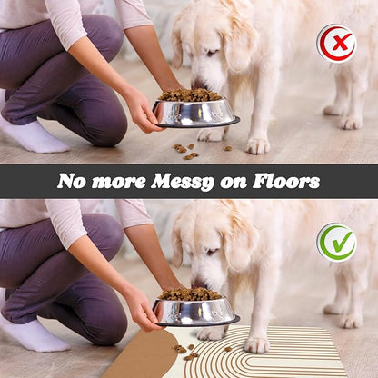 Dog Food Mats,Cat Absorbent Water Bowl Feeding Mats Pet Placemats for Food and Water Beige Bohemia 24 * 32 inch