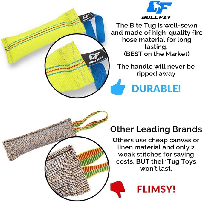 Dog Bite Tug Toy 12 inches - Durable, Interactive Toys for Medium to Large Dogs - Perfect for Tug of War, Fetch & Puppy Training - Safe Fire Hose Dog Tug with Strong Handle - Tough Floating Pull Toy