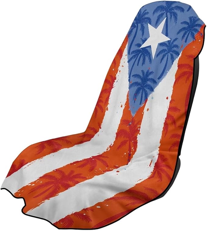 SEANATIVE Car Seat Towel Cover, Universal Car Seat Cover and Changing Towel, Super Absorbent Transition & Seat Wrap, Ideal for Gym Swimming Surfing Running, Puerto Rico Palm Print