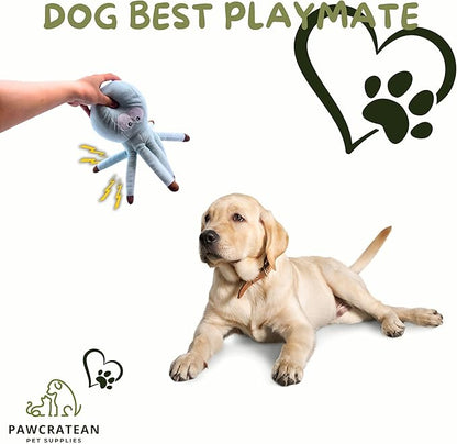 7" Squeaky Plush Toy for Puppies Small Dogs Self Etertainment Washable Soft Made [PET ONLY] (Grey Optopus)