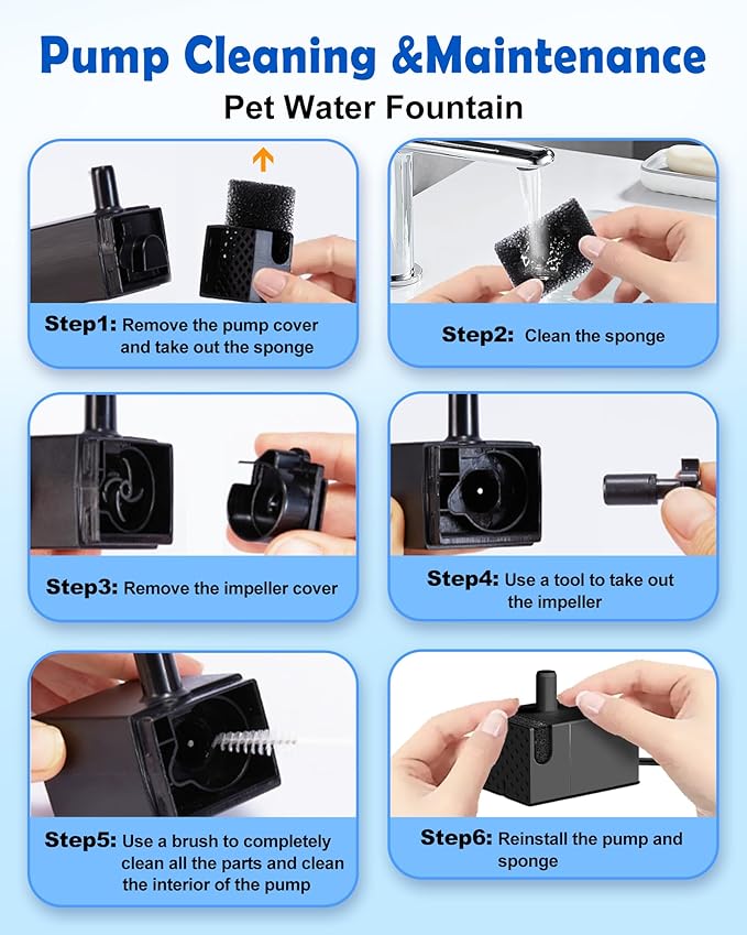 2025 Upgrade Pump with Light for FurryPlanet 12L Ultra-Purification Large Dog Water Fountain Stainless Steel,Two Metre Extension Cord,Low Water Indicator