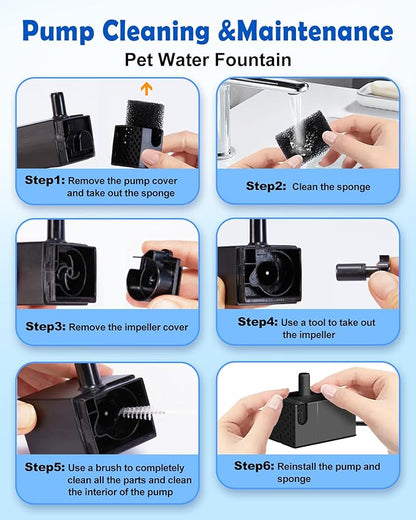 2025 Upgrade Pump with Light for FurryPlanet 12L Ultra-Purification Large Dog Water Fountain Stainless Steel,Two Metre Extension Cord,Low Water Indicator