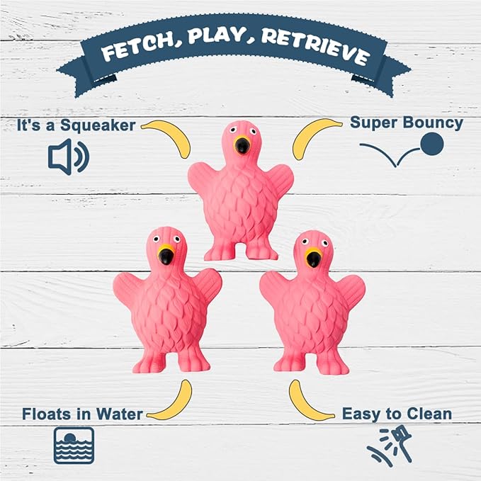 Squeaky Dog Toys for Medium Dogs, Soft Latex Squeaky Dog Ball, Cute Funny Squeak Flamingo Pet Toys