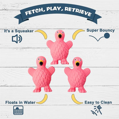 Squeaky Dog Toys for Medium Dogs, Soft Latex Squeaky Dog Ball, Cute Funny Squeak Flamingo Pet Toys