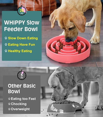 WHIPPY Large Slow Feeder Dog Bowls for Large Medium Dogs Anti-Chocking Slow Feeding Maze Dog Food Bowl Slow Eating Interactive Bloat Stop Puzzle Bowl,Pink
