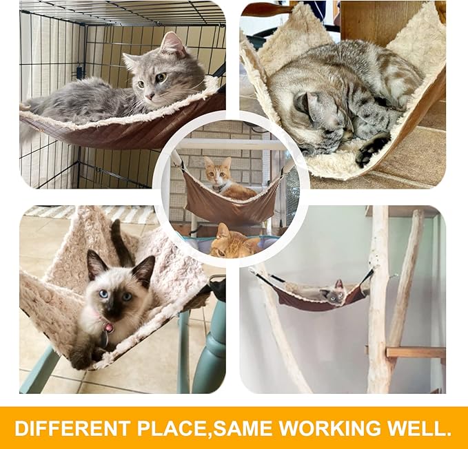 JOYELF Cat Hammock Bed, Medium Reversible Pet Cage Hammock Hanging Soft cat Bed for Kitten Ferret Puppy or Small Pet