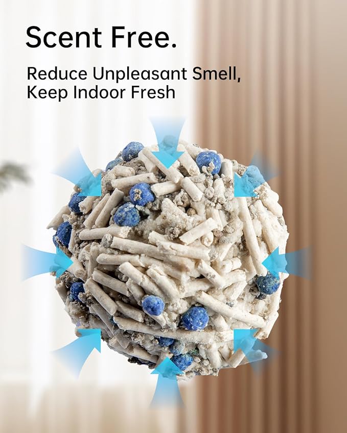 Mixed 4-in-1 Clumping Cat Litter 16.5 lb, Odor Control and Rapid Clumping, Water Absorbent and Flushable, Dust-Free, Multi-Cat, Bentonite Tofu Cat Litter, Milk Scent, 5.5lb/Pack