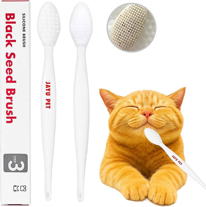 JAYU PET Black Seed Brush - Cat Grooming Brush for Chin Acne & Blackhead Exfoliation, Double-sided (1PCS)