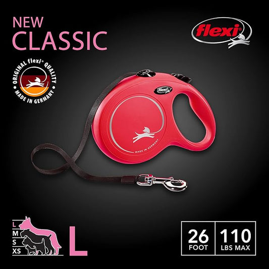 Flexi New Classic Tape Retractable Leash, Red, Large/26'
