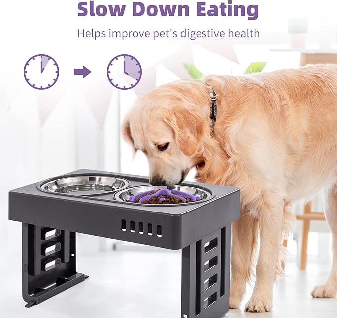 Jaoul Slow Feeder Dog Bowls Insert, Puzzle Slow Feeder Insert with 30 Octopus Suction Cups for Small Medium Large Size Dog Food Bowl (4.72 inch, Purple)