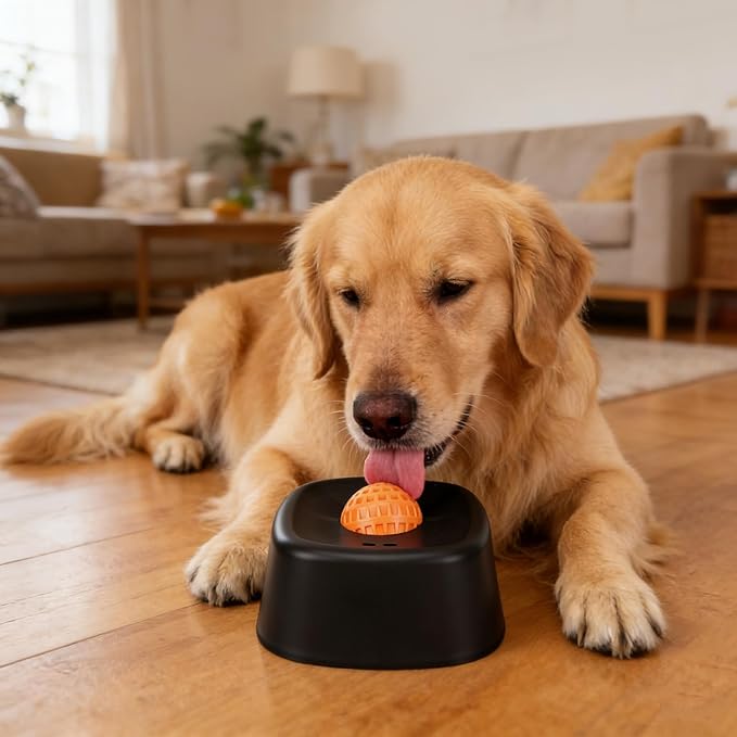 Yosoo Slow Feeder Dog Bowls, Dog Lick Bowl with Slip Resistant Material, Bright Colors, Dishwasher Safe, 6.10x6.10x2.36in, for Yogurt & Purees (Black)