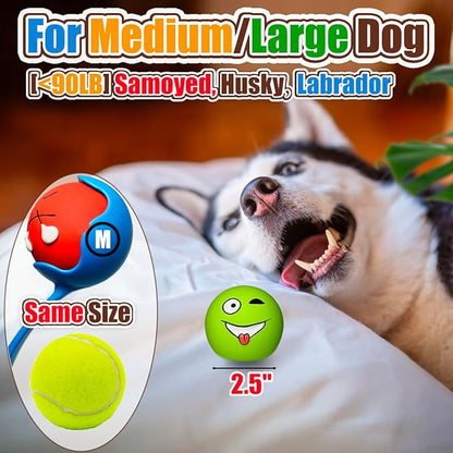 Latex Squeaky Dog Balls for Medium Breeds, 6-Pack Emoji Squeaky Dog Toys - 2.5-Inch Rubber Bouncy Fetch Toys, Assorted Colors for Indoor Outdoor Puppy Play