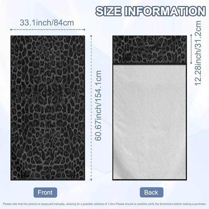 SEANATIVE Black Leopard Sweat Towel Seat Cover, Premium Car Seat Towel Protector for Trucks SUV Jeep, Universal Seat Covers for Post Gym Workout, Running, Swimming, Beach