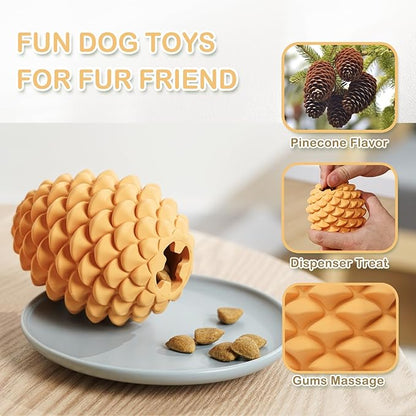 Dog Chew Toys Gift - Pine Cone Treat Dispenser for Pet Medium Large Breeds - Durable Interactive Puzzle Toys for Aggressive Chewers to Relieve Boredom Anxiety Birthday Gift