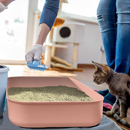 Small Litter Box, Plastic Kitten Litter Box, 13.9 x 9.8 x 3 Inch Open Litter Box for Small Pet, Easy to Clean (Pink 4PCS)