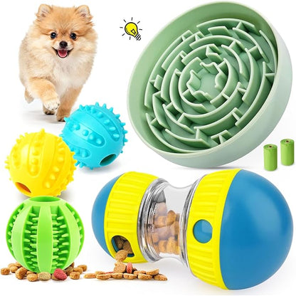 KIPRITII Enriching Slow Feeding Set for Dogs – Slow Feeder Dog Bowls & Interactive Toys with Puzzle-Based Enrichment for Smarter Eating & Busy Minds