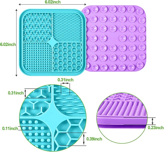 LUKITO 3PCS Lick Mat for Dogs and Cats, Licking Mat with Suction Cups for Anxiety Relief, Cat Peanut Butter Lick Pad for Boredom Reducer, Dog Enrichment Toy, Dog Lick Mat for Bathing Grooming