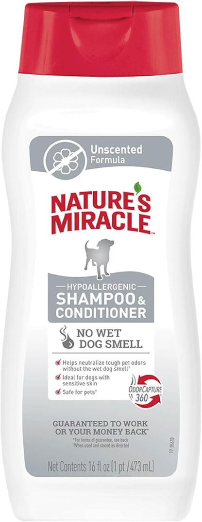 Nature’s Miracle Hypoallergenic Shampoo & Conditioner for Dogs, 16 Oz, Unscented
