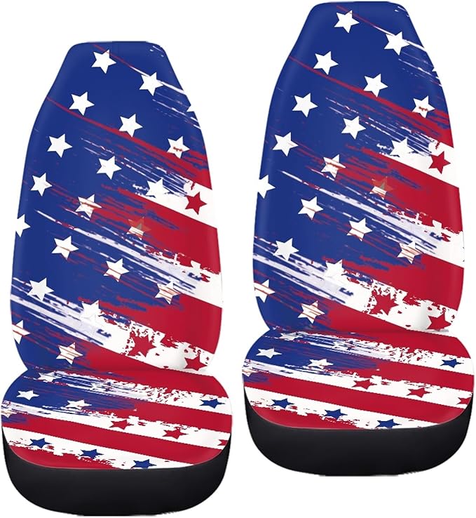 American Flag Print Car Seat Covers Set of 2,Universal Bucket Front Seats Protector Fit for Car,SUV Sedan,Truck