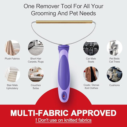 Pet Hair Remover, Dog Cat Hair Remover, Lint Cleaner Pro, Fur Removal Tool, Portable Carpet Scraper, Fuzz Rollers Hairball Shaver for Carpets, Car Mat, Couch, Pet Bed, Furniture & Rug (Purple, 2-Pack)