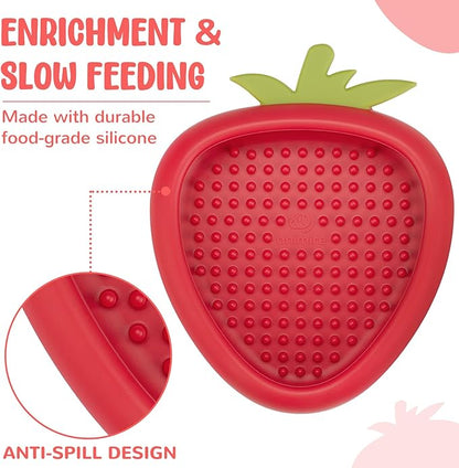 Freeze Dog Lick Bowl, Animire Non-Slip Slow Feeder Lick Mat for Dogs, Silicone Dog Enrichment Bowl for Distraction Anxiety Relief Boredom, BPA Free, Dishwasher Safe(Red,S)