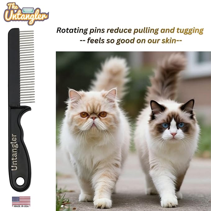 Super-Groom Combs with Smooth Rotating Teeth for Painless Mat Removal (JetBlack, 30 Narrow-Spaced Teeth)
