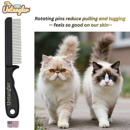 Super-Groom Combs with Smooth Rotating Teeth for Painless Mat Removal (JetBlack, 30 Narrow-Spaced Teeth)