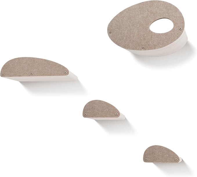Accessory ADD-ON Set of 4 Facades Covers Compatible with Cat Wall Shelves by Pryde Pets - 100% Sustainable PET Felt - Climbers Sold Seperately - Cats Shelf Privacy and Safety Bumpers (Oatmeal)