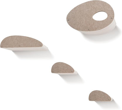 Accessory ADD-ON Set of 4 Facades Covers Compatible with Cat Wall Shelves by Pryde Pets - 100% Sustainable PET Felt - Climbers Sold Seperately - Cats Shelf Privacy and Safety Bumpers (Oatmeal)