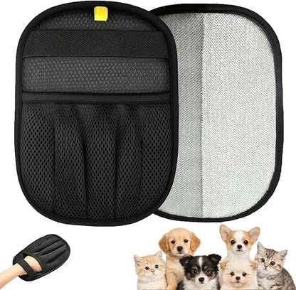 2 Pack Upgraded Pet Hair Removal Gloves for Cats & Dogs, Five-Finger Electrostatic Reusable Magic Brush for Effortless Pet Hair Remover Tool on Carpet, Clothing, Laundry, Couch, Car Seat (Black)