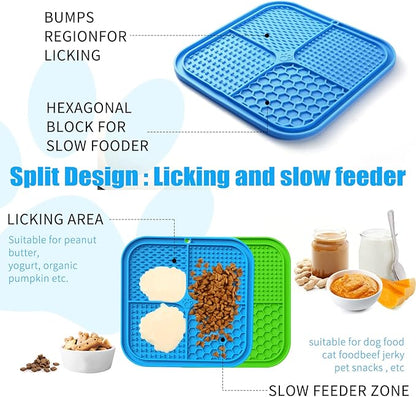 Lick Mat for Dogs, Premium Lick Pad with Suction Cups for Dog Anxiety Relief, Slow Feeder Dog Bowls, Bathing, Grooming and Training.