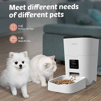 Automatic Cat Feeder, 3L Smart Cat Dry Food Dispenser with Portion Control & Timer, 1-10 Meals, Voice Recorder, Support 2.4G WiFi, Auto Pet Feeder for Cats and Small Dogs (White)