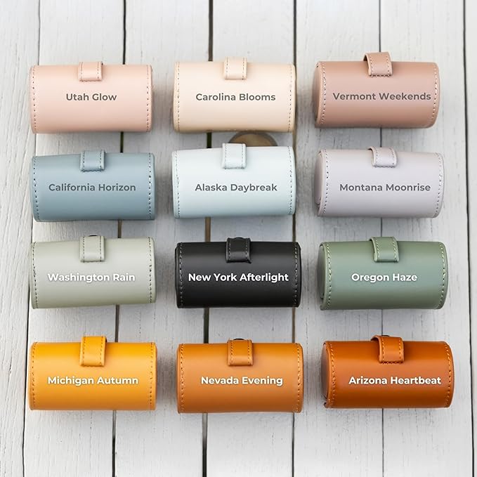 MADE TO ROAM On Dooty Pack - Premium Dog Poop Bag Holder for Leash, Vegan Leather Waste Bag Dispenser for Poop Bag Rolls - Vermont Weekends